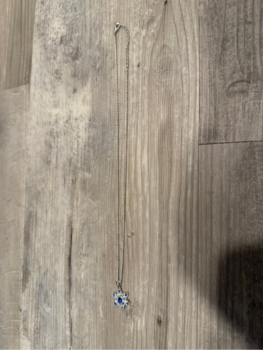 Sterling Silver Blue Flower Pendant Necklace